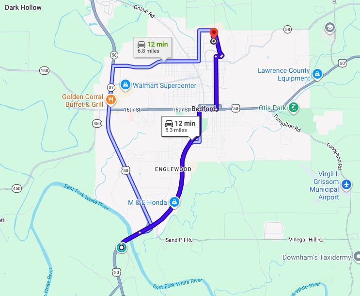 Map Showing the Close Proximity of Hubler Bedford to the GM Manufacturing Facility