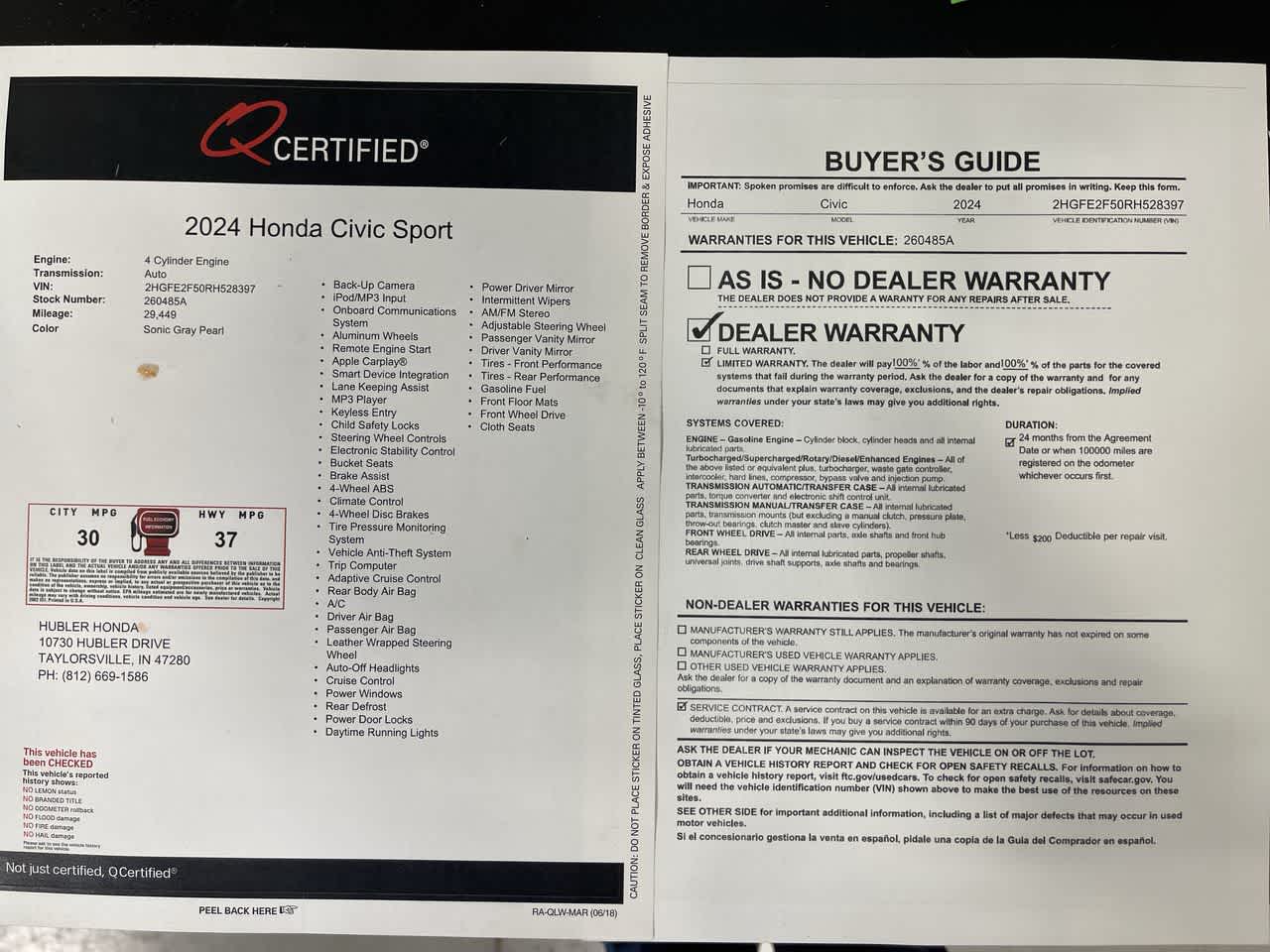 2024 Honda Civic Sport