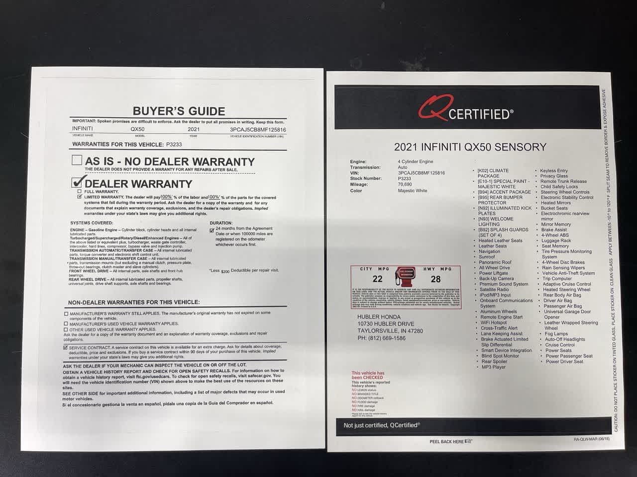 2021 INFINITI QX50 SENSORY