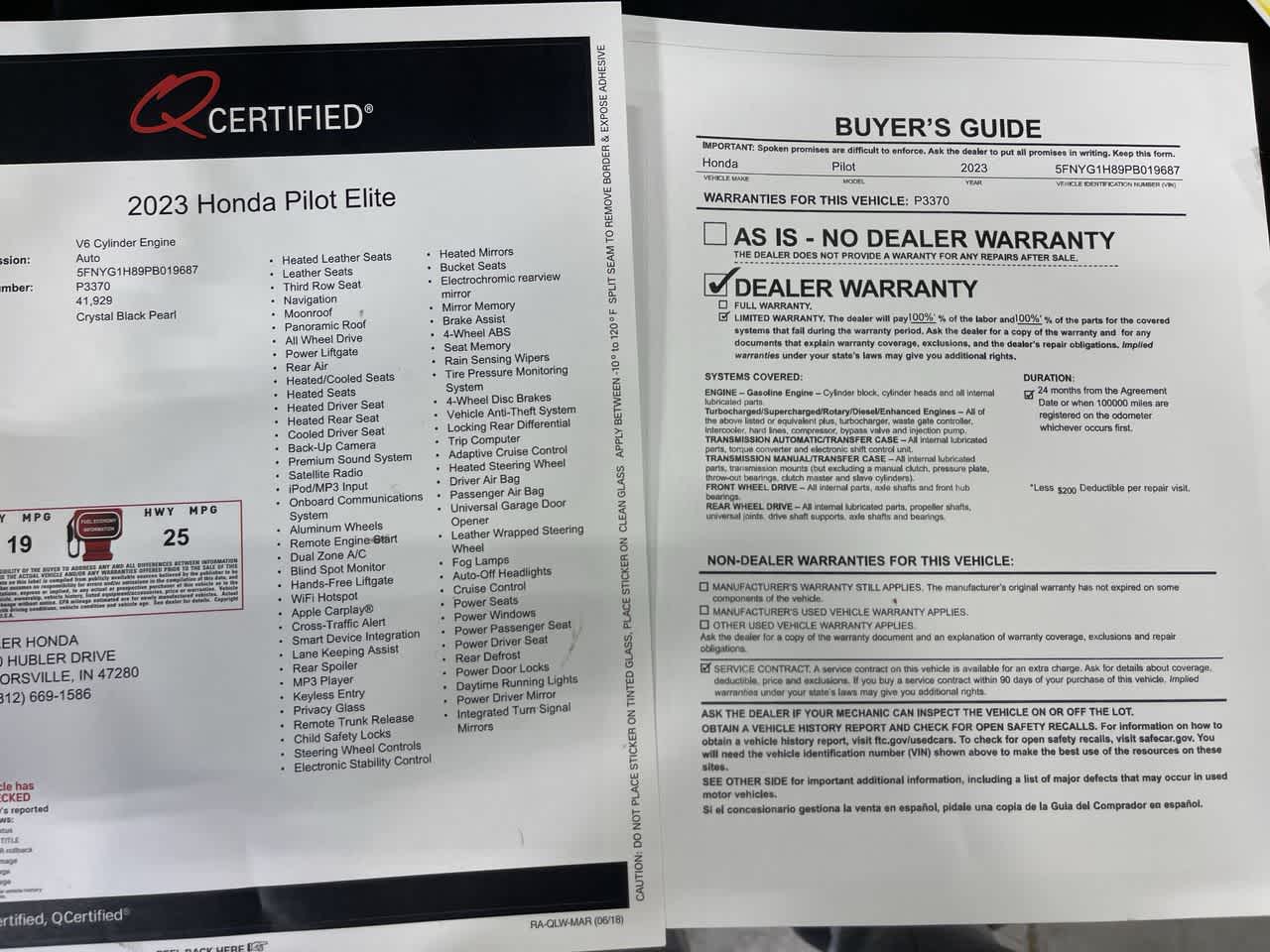 2023 Honda Pilot Elite