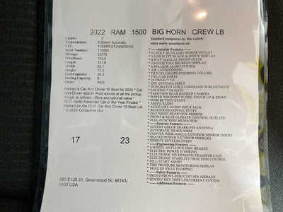 2022 RAM 1500 Big Horn 4x4 Crew Cab 64 Box
