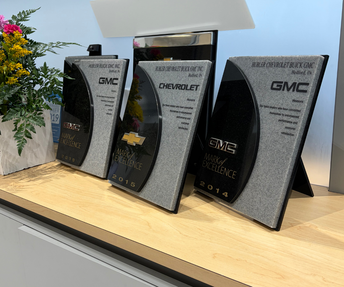 Mark of Excellence Awards at Hubler Chevrolet Buick GMC dealership in Bedford Indiana